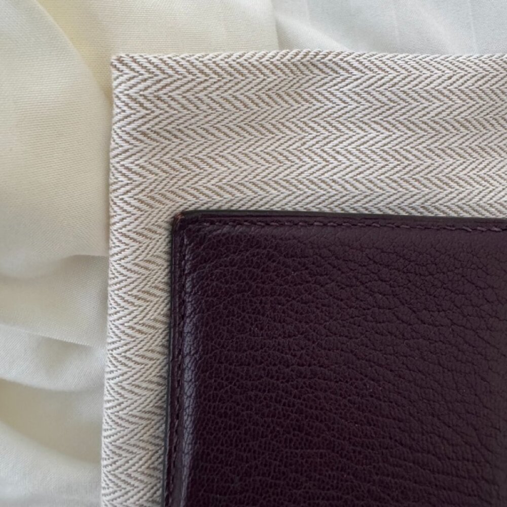 Auth Hermes Chevre Leather Raisin Purple Bearn Wallet - Picture 10 of 11